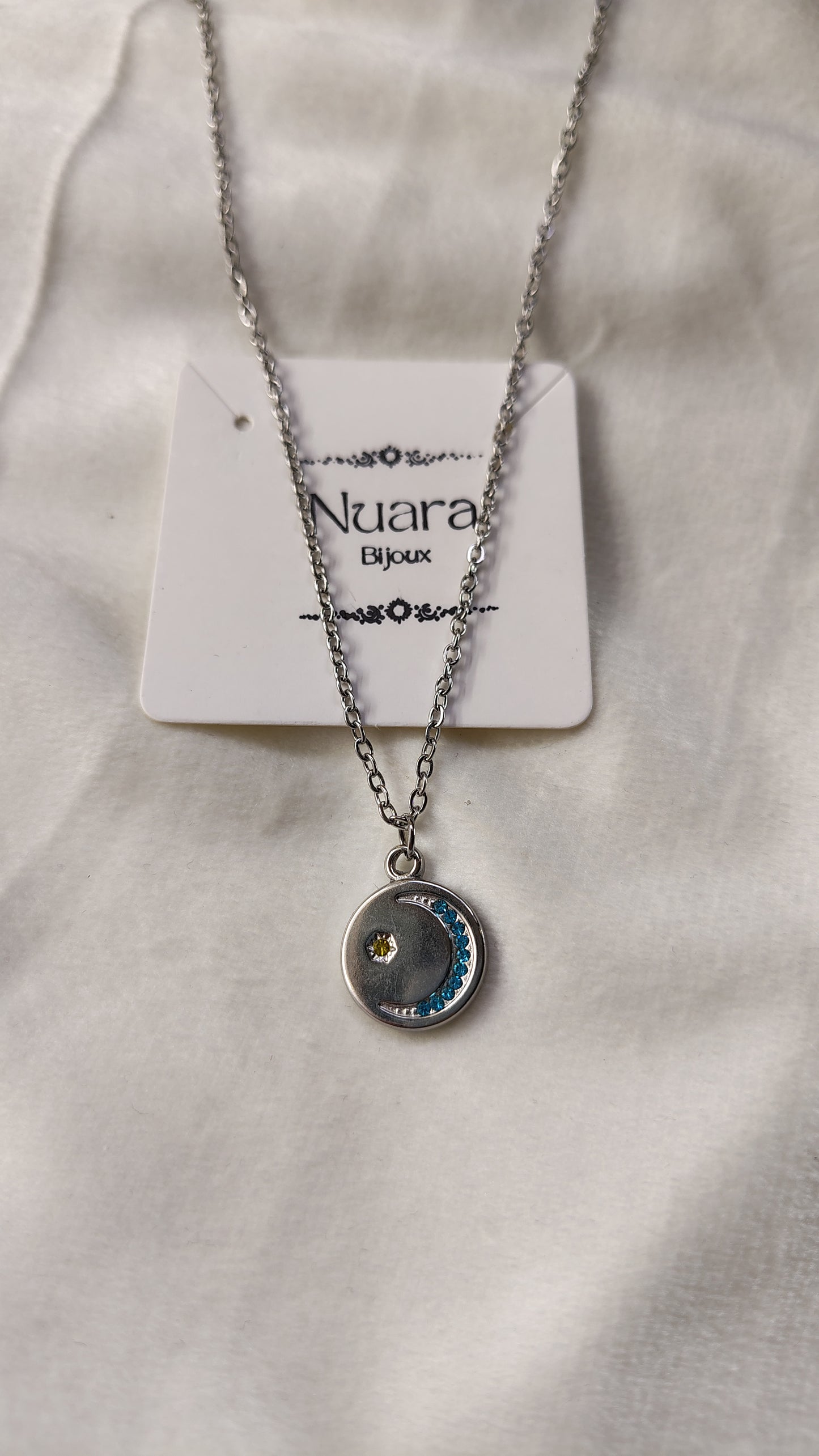 Collana in Acciaio Inossidabile con Mezzaluna di Strass | Nuara Bijoux