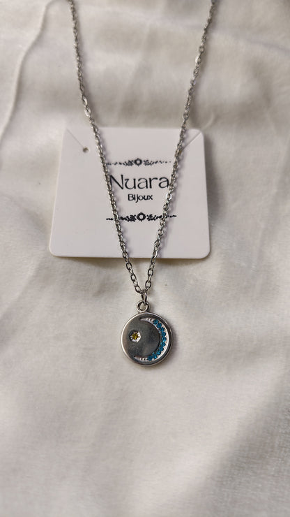 Collana in Acciaio Inossidabile con Mezzaluna di Strass | Nuara Bijoux
