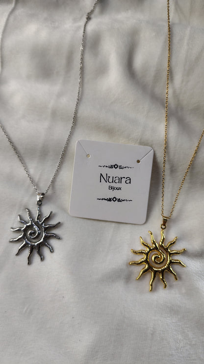 Collana in Acciaio Inossidabile con Sole Tribale | Nuara Bijoux