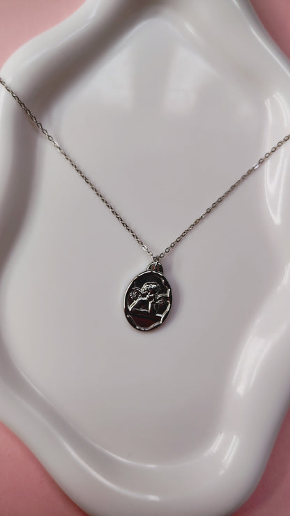 Collana medaglia angelo in acciaio inossidabile | Nuara Bijoux