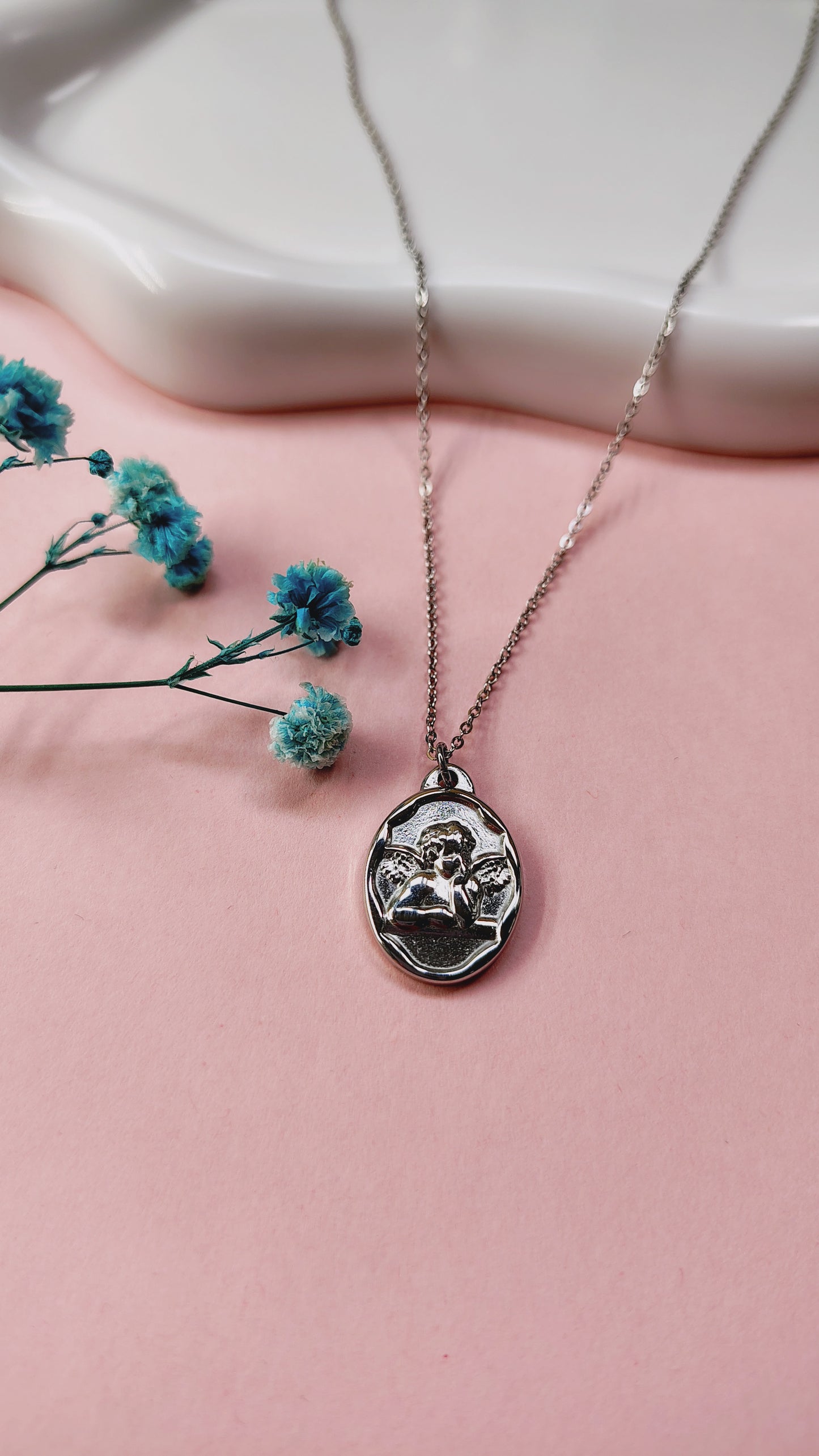 Collana medaglia angelo in acciaio inossidabile | Nuara Bijoux