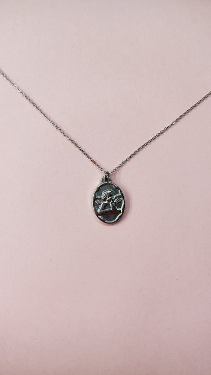 Collana medaglia angelo in acciaio inossidabile | Nuara Bijoux