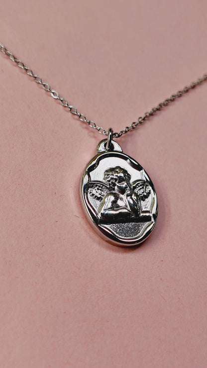 Collana medaglia angelo in acciaio inossidabile | Nuara Bijoux