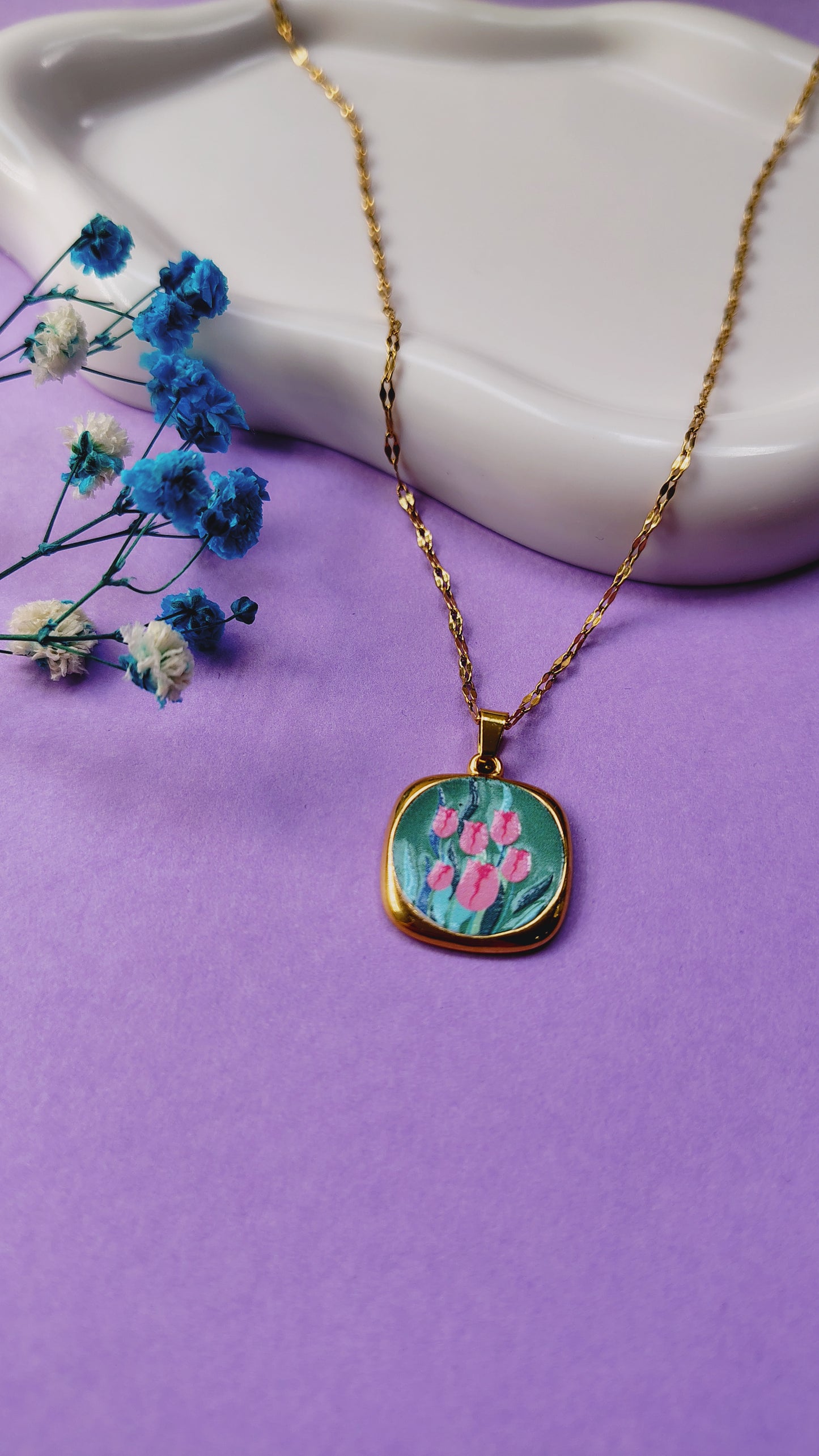 Collana Tulipani in acciaio inossidabile | Nuara Bijoux