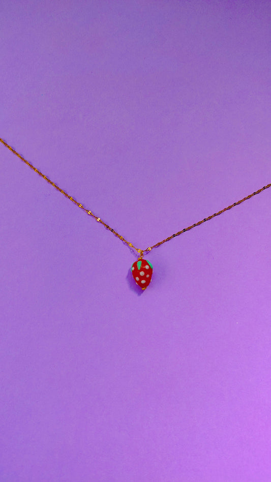 Collana Fragola smaltata in acciaio inossidabile | Nuara Bijoux