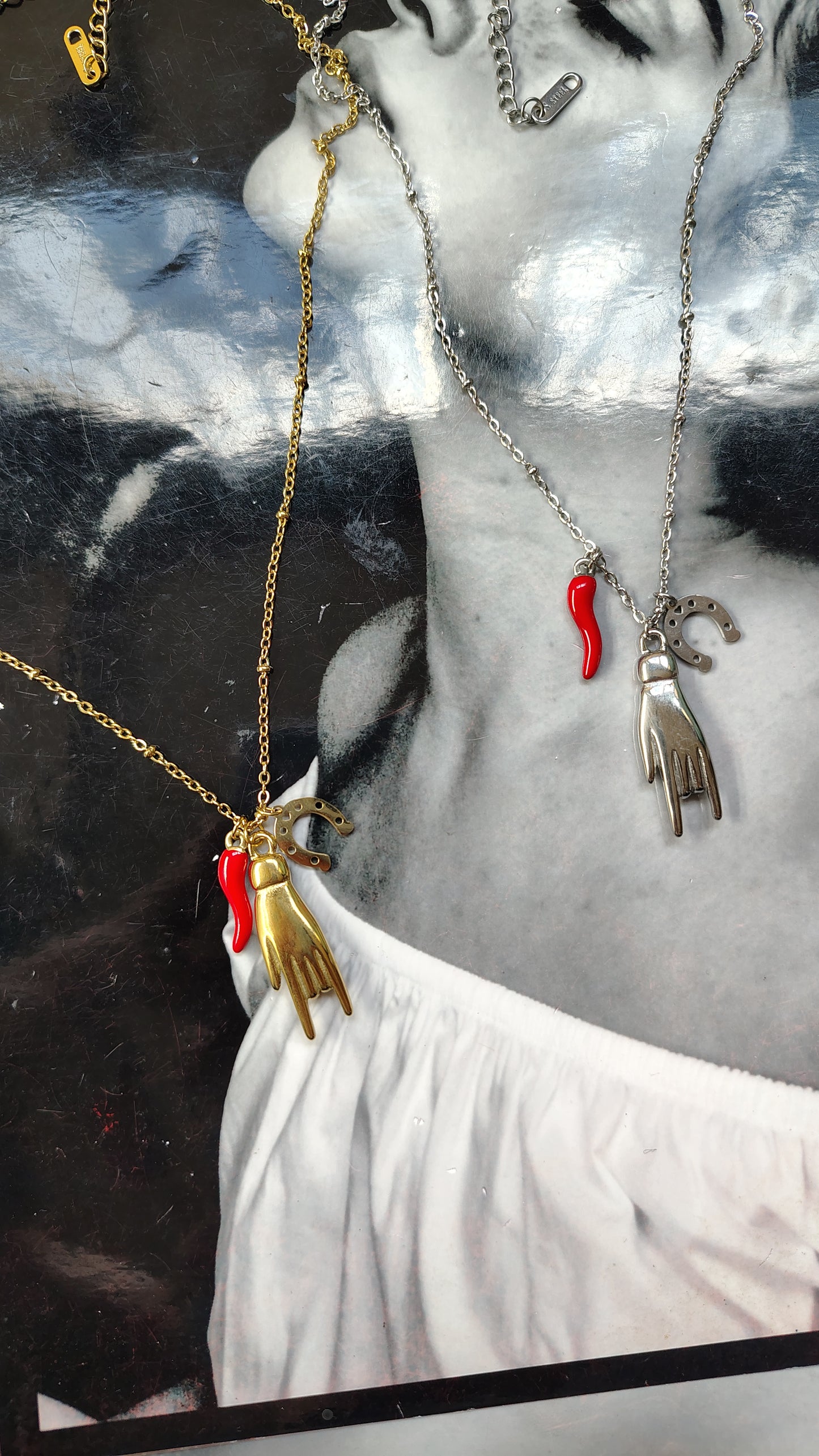 Collana in Acciaio Inossidabile Multicharms Portafortuna | Nuara Bijoux