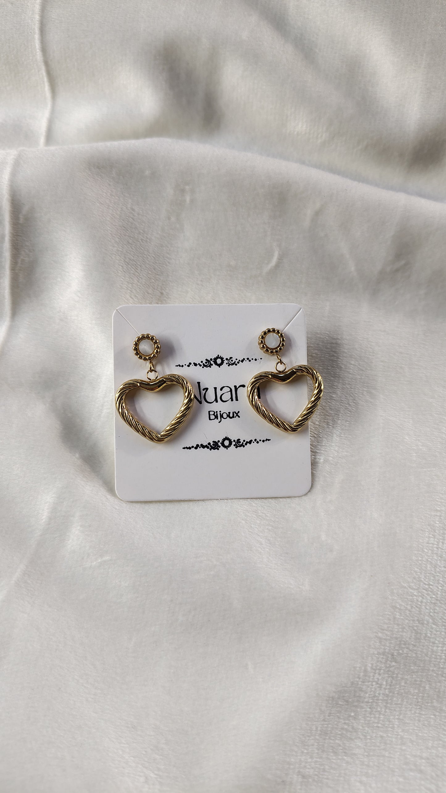 Orecchini Pendenti Cuore Intrecciato in Acciaio Inossidabile | Nuara Bijoux