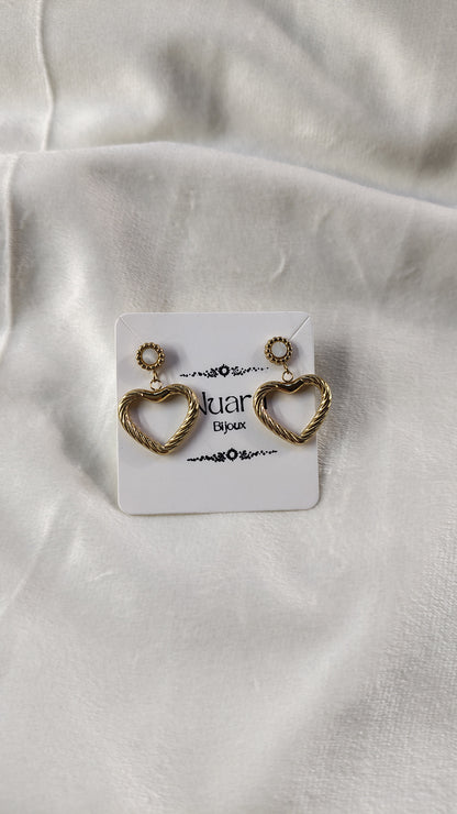 Orecchini Pendenti Cuore Intrecciato in Acciaio Inossidabile | Nuara Bijoux