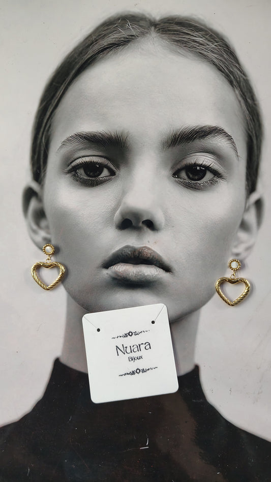 Orecchini Pendenti Cuore Intrecciato in Acciaio Inossidabile | Nuara Bijoux