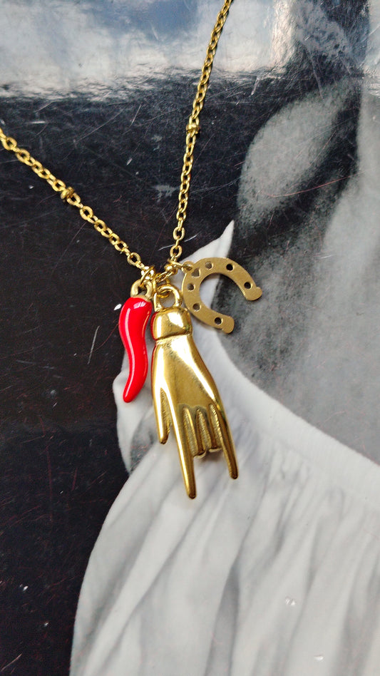 Collana in Acciaio Inossidabile Multicharms Portafortuna | Nuara Bijoux