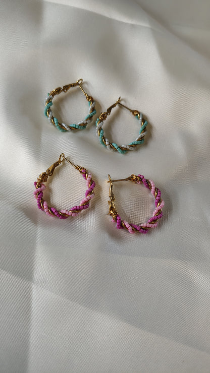 Orecchini a Cerchio Intrecciati Multicolor in Acciaio Inossidabile | Nuara Bijoux