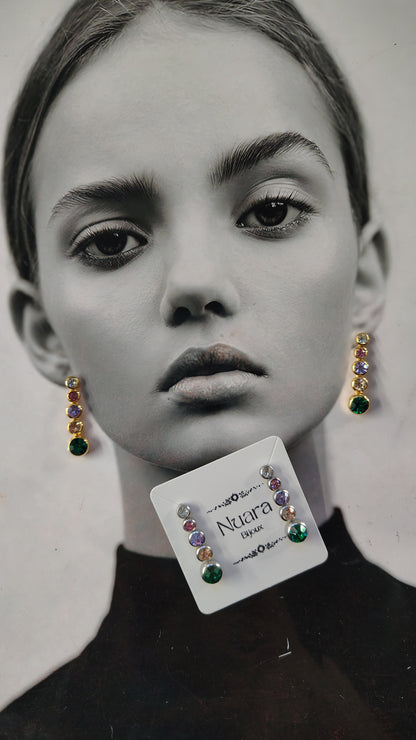 Orecchini Pendenti Multicolor con Cristalli in Acciaio Inossidabile | Nuara Bijoux