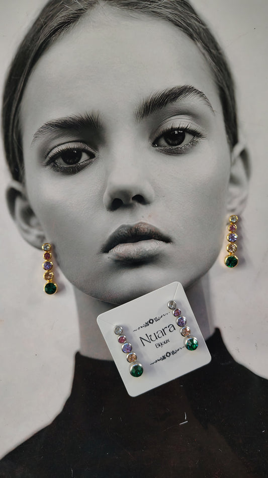 Orecchini Pendenti Multicolor con Cristalli in Acciaio Inossidabile | Nuara Bijoux