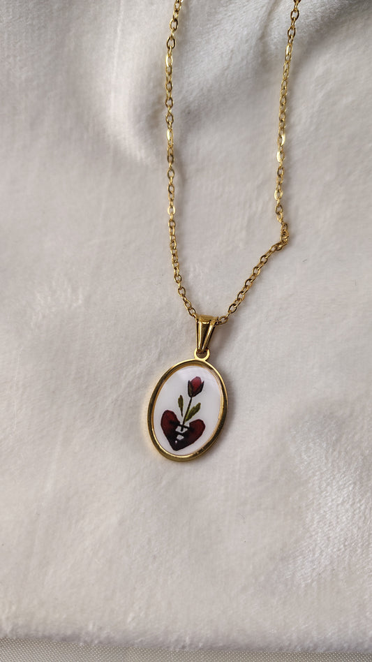 Collana con rosa nel cuore
