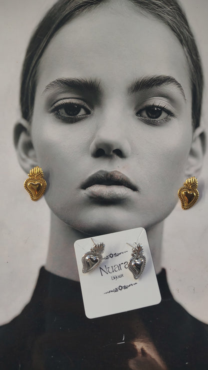 Orecchini Lobo Sacro Cuore in acciaio inossidabile | Nuara Bijoux