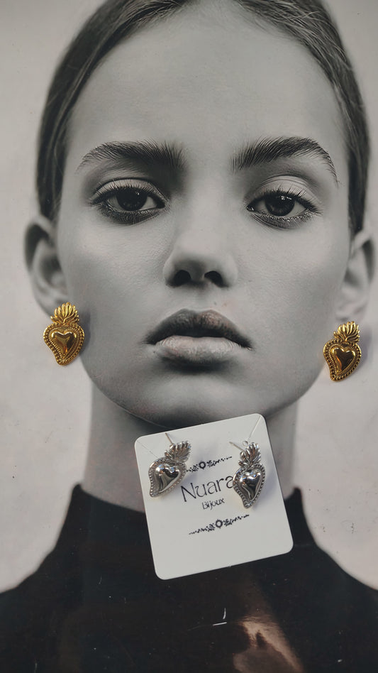 Orecchini Lobo Sacro Cuore in acciaio inossidabile | Nuara Bijoux