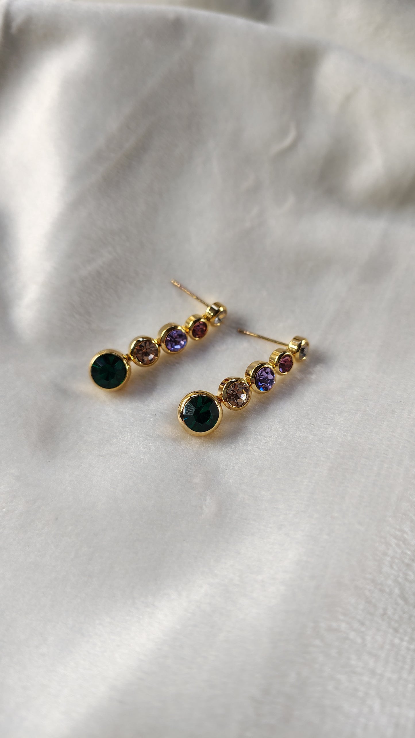 Orecchini Pendenti Multicolor con Cristalli in Acciaio Inossidabile | Nuara Bijoux