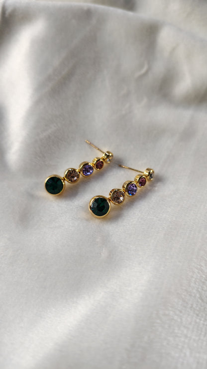 Orecchini Pendenti Multicolor con Cristalli in Acciaio Inossidabile | Nuara Bijoux