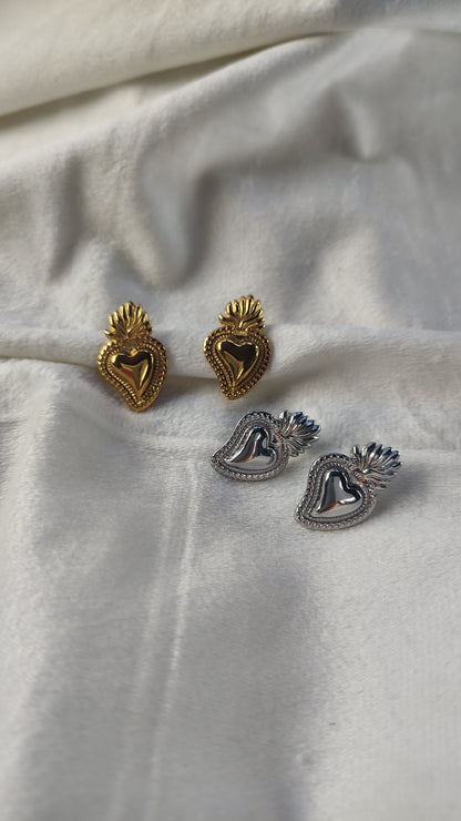 Orecchini Lobo Sacro Cuore in acciaio inossidabile | Nuara Bijoux
