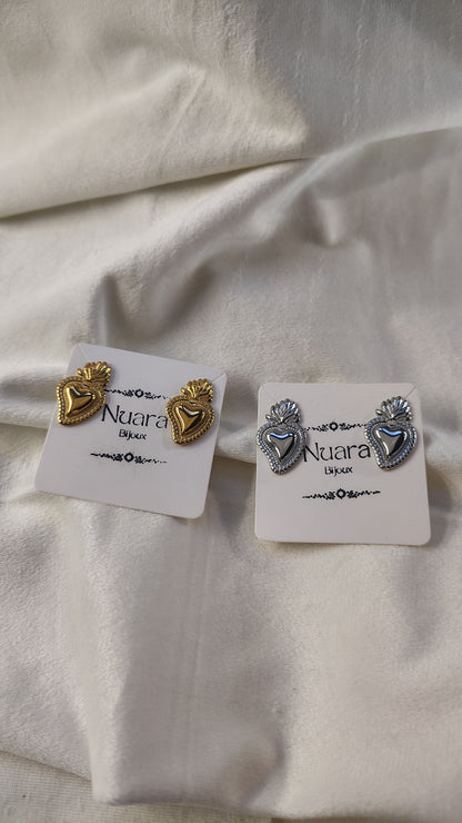 Orecchini Lobo Sacro Cuore in acciaio inossidabile | Nuara Bijoux