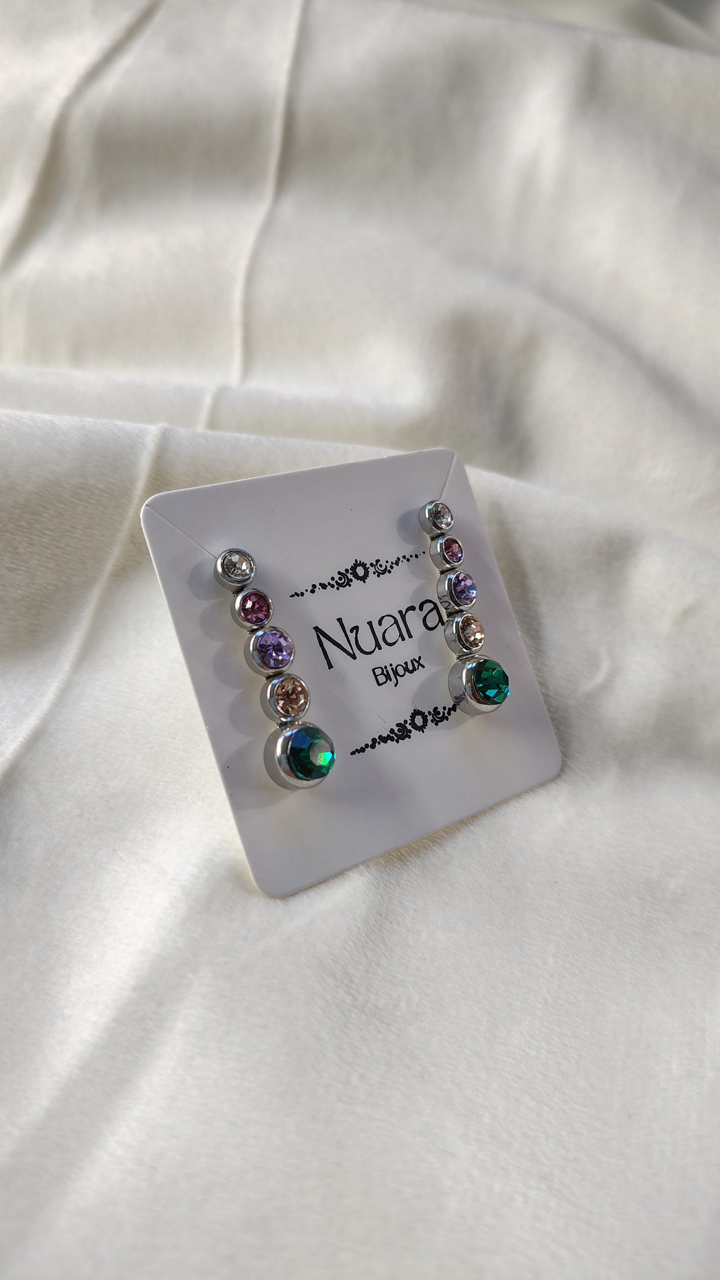 Orecchini Pendenti Multicolor con Cristalli in Acciaio Inossidabile | Nuara Bijoux