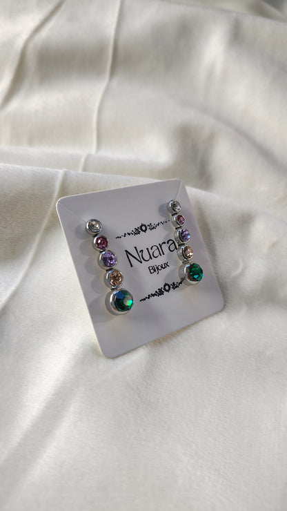 Orecchini Pendenti Multicolor con Cristalli in Acciaio Inossidabile | Nuara Bijoux