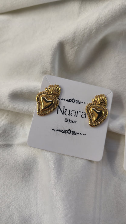 Orecchini Lobo Sacro Cuore in acciaio inossidabile | Nuara Bijoux