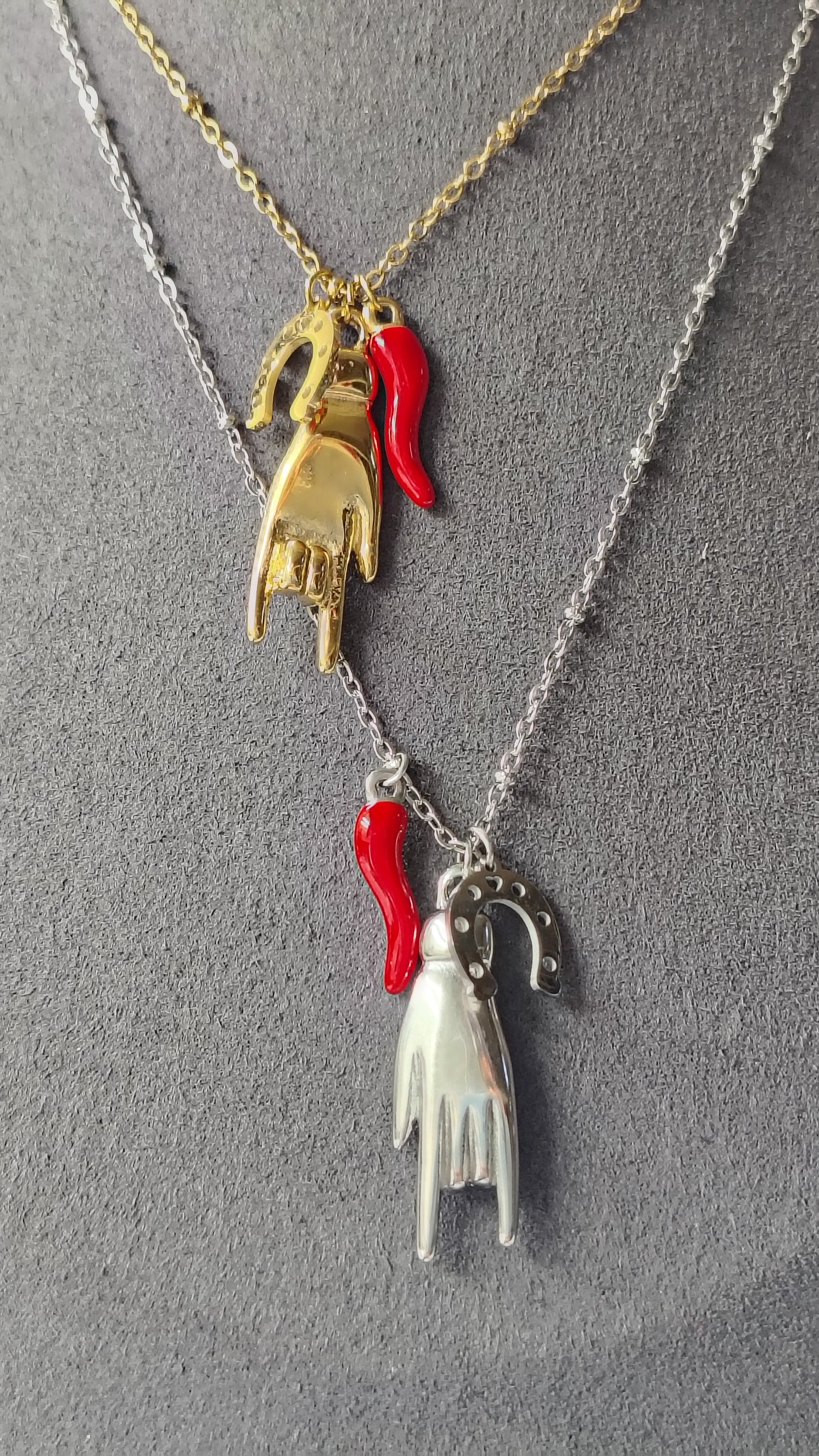 Collana in Acciaio Inossidabile Multicharms Portafortuna | Nuara Bijoux