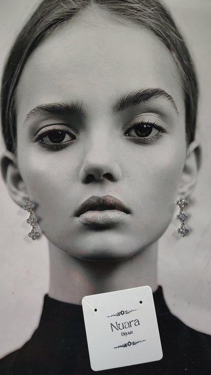 Orecchini Pendenti con Cristalli Brillanti in Acciaio Inossidabile | Nuara Bijoux