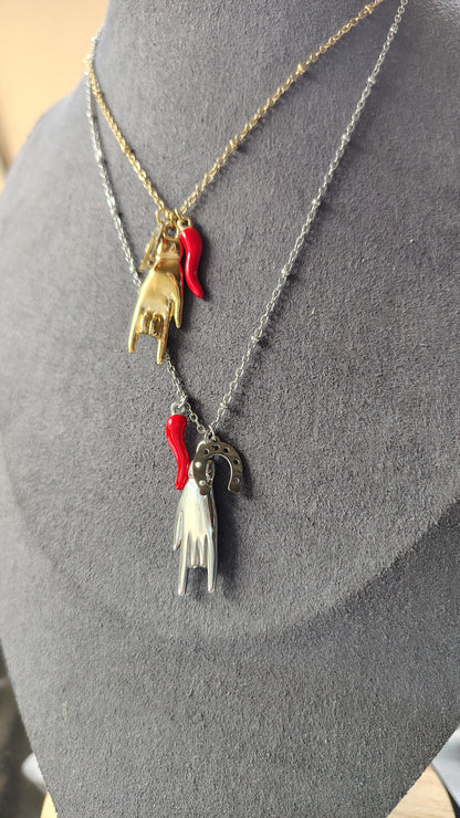 Collana in Acciaio Inossidabile Multicharms Portafortuna | Nuara Bijoux