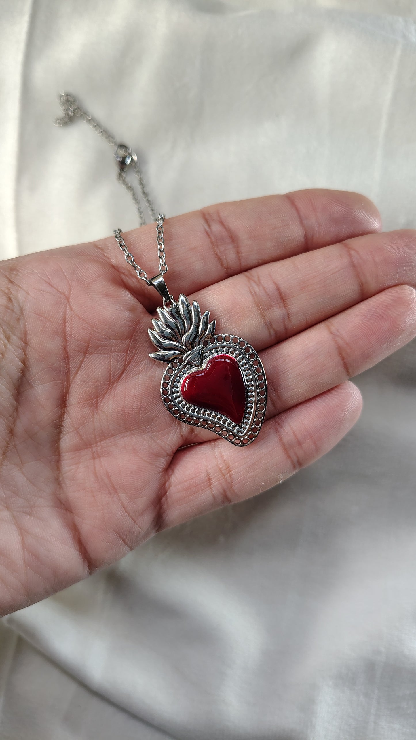 Collana in Acciaio Inossidabile con Sacro Cuore | Nuara Bijoux