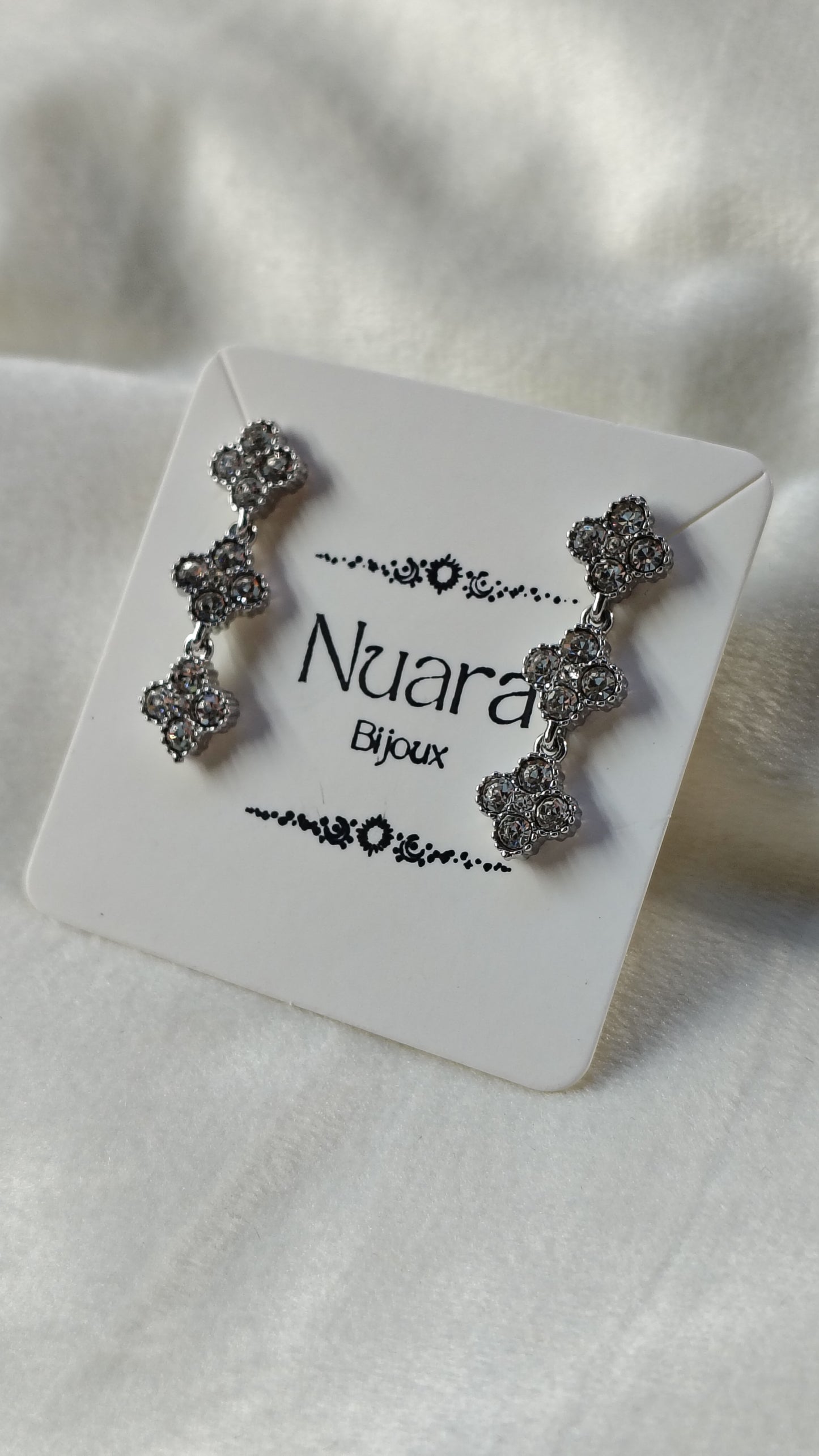 Orecchini Pendenti con Cristalli Brillanti in Acciaio Inossidabile | Nuara Bijoux