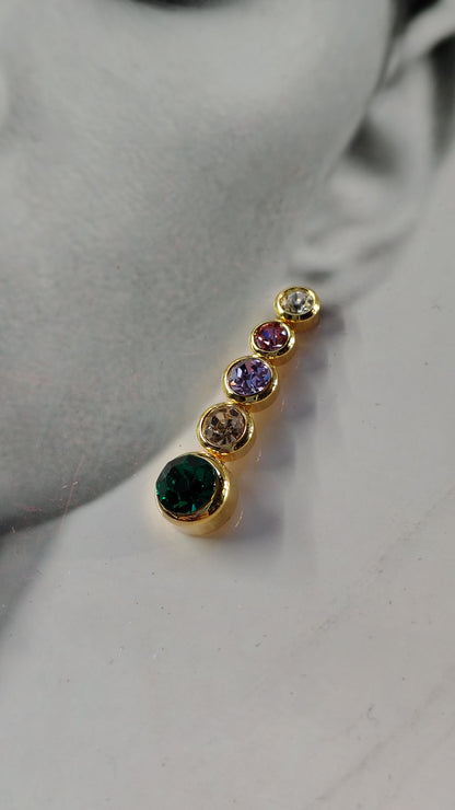 Orecchini Pendenti Multicolor con Cristalli in Acciaio Inossidabile | Nuara Bijoux