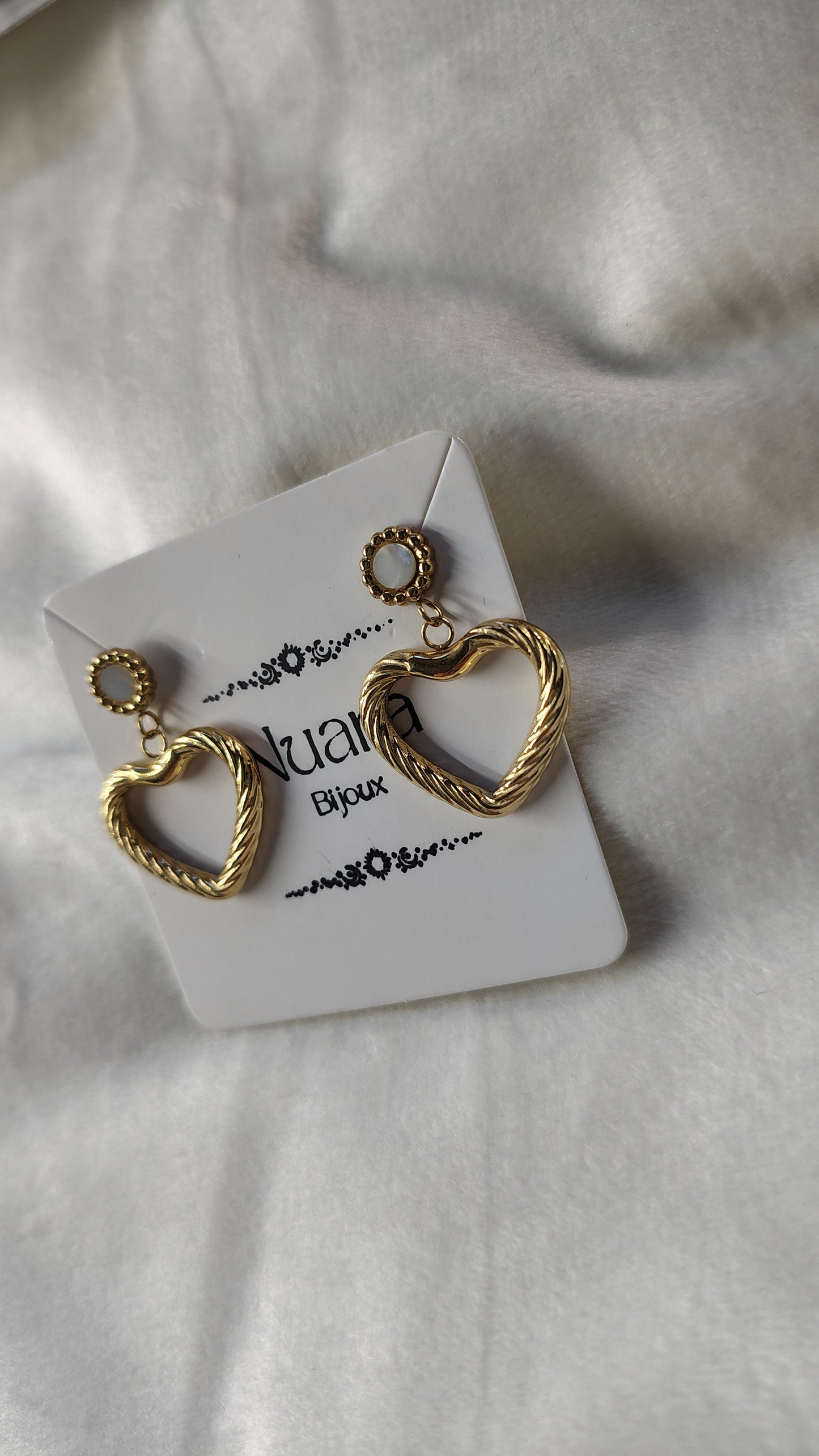 Orecchini Pendenti Cuore Intrecciato in Acciaio Inossidabile | Nuara Bijoux