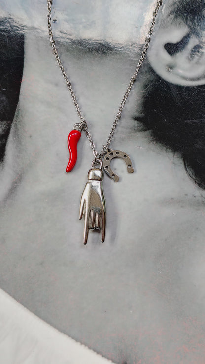 Collana in Acciaio Inossidabile Multicharms Portafortuna | Nuara Bijoux