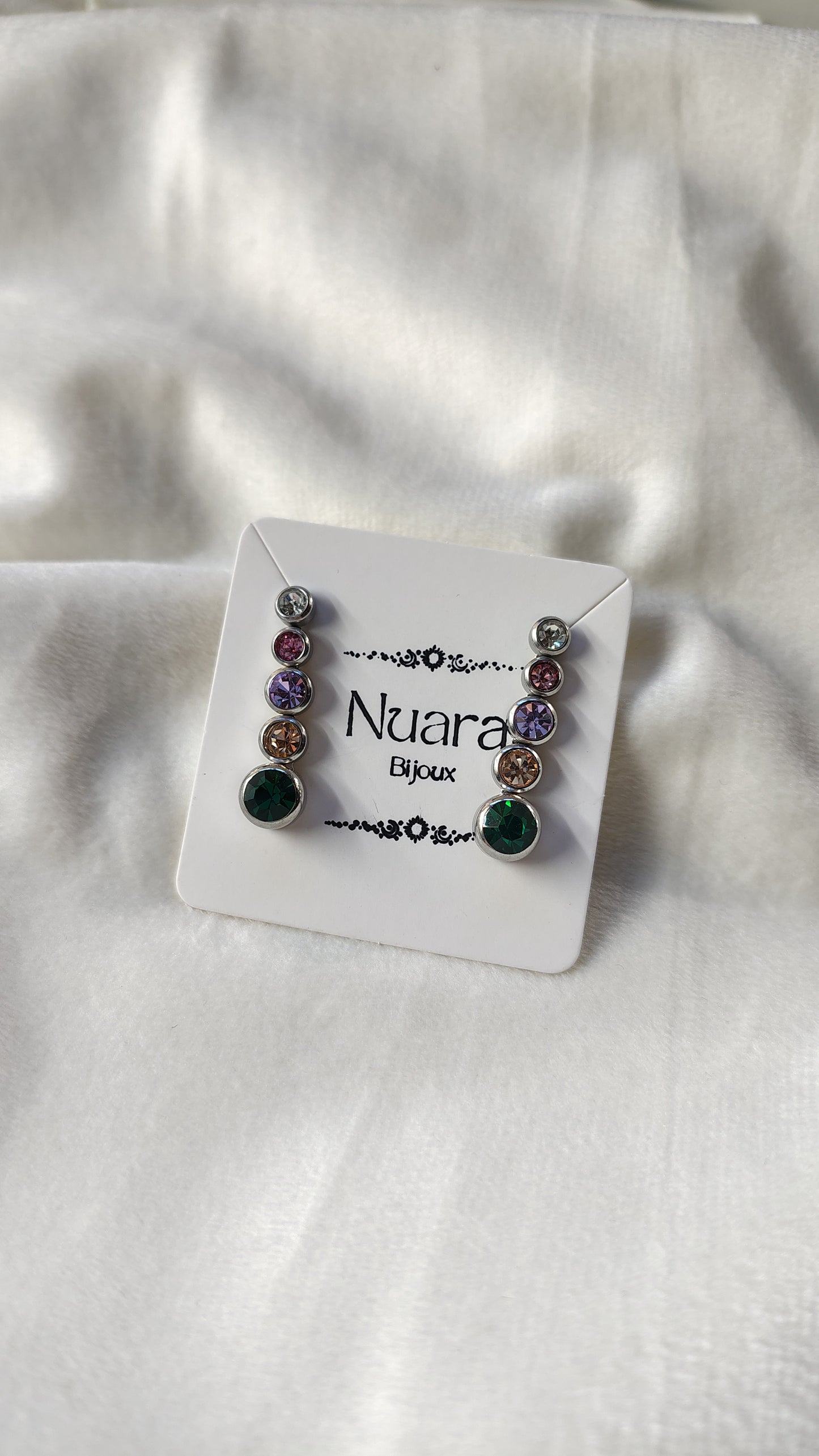 Orecchini Pendenti Multicolor con Cristalli in Acciaio Inossidabile | Nuara Bijoux