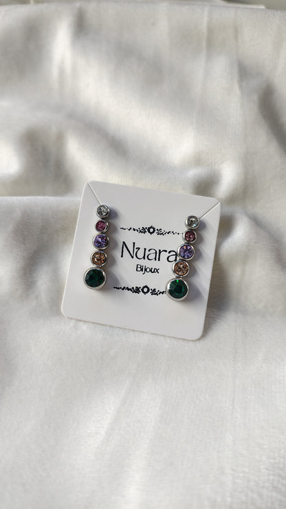 Orecchini Pendenti Multicolor con Cristalli in Acciaio Inossidabile | Nuara Bijoux