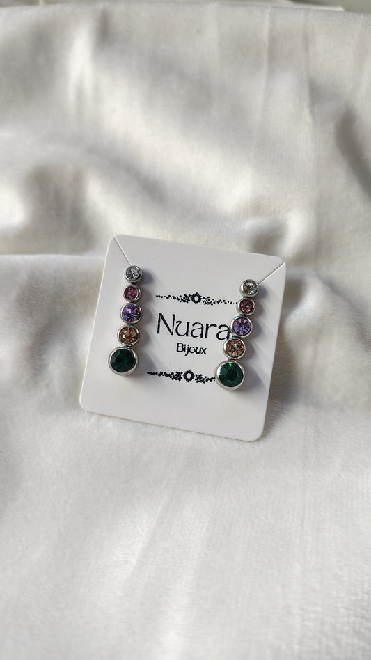 Orecchini Pendenti Multicolor con Cristalli in Acciaio Inossidabile | Nuara Bijoux